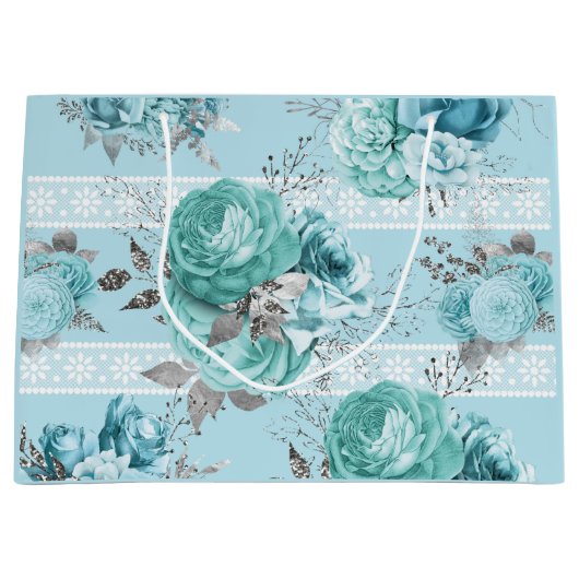 Schöne blaue Rose Details Große Geschenktüte (Vorderseite)