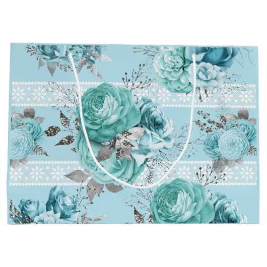 Schöne blaue Rose Details Große Geschenktüte (Rückseite)