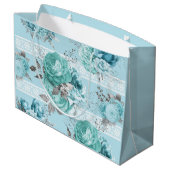 Schöne blaue Rose Details Große Geschenktüte (Rückseite Schrägansicht)