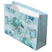 Schöne blaue Rose Details Große Geschenktüte (Vorderseite Schrägansicht)