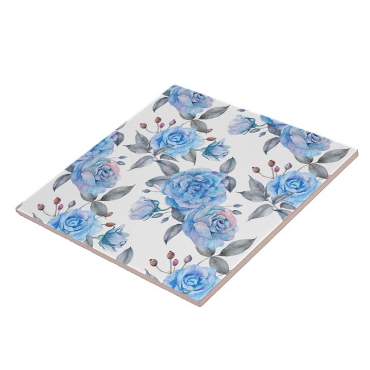 Schöne blaue Rose Fliese (Seite)