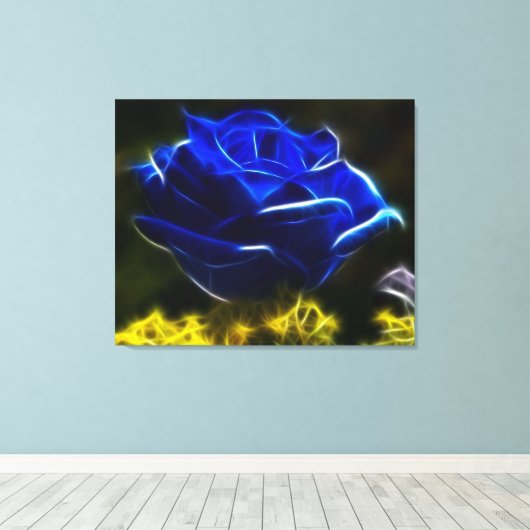 Schöne blaue Rose Leinwanddruck (Insitu (Holzboden))