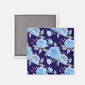 Schöne blaue Rose, marineblau Hintergrund, Magnet (Vorderseite/Rückseite)