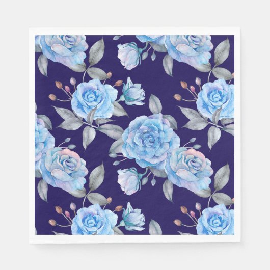 Schöne blaue Rose, marineblau Hintergrund, Serviette (Vorderseite)