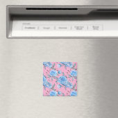 Schöne blaue Rose, pastellrosa Hintergrund, Magnet (In Situ (Geschirrspüler))