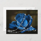 Schöne blaue Rose verpackt in Diamanten Postkarte (Vorne/Hinten)