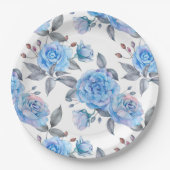 Schöne blaue Rose, weißer Hintergrund, Pappteller (Vorderseite)