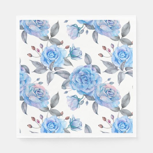 Schöne blaue Rose, weißer Hintergrund, Serviette (Vorderseite)