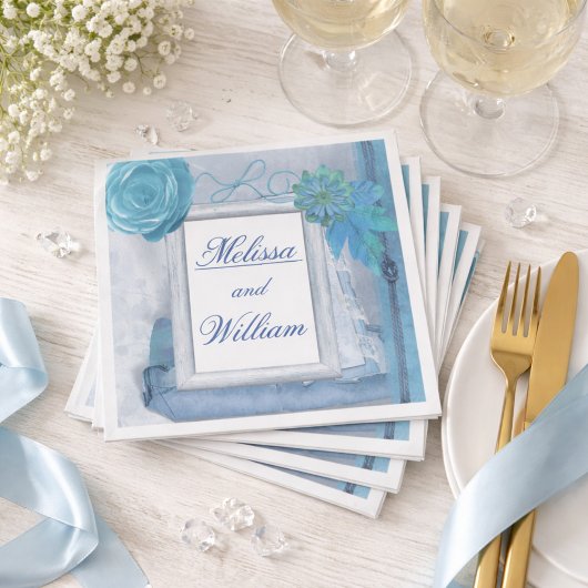 Schöne blaue Rustikale Hochzeit Serviette