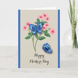 Schöne blaue Schmetterlinge - Blume Muttertag Karte