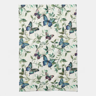 Schöne blaue Schmetterlinge Brautdusche Geschirrtuch