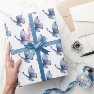 Schöne blaue Schmetterlinge Geburtstag Geschenkpapier