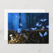 Schöne blaue Schmetterlinge im Wald Postkarte (Vorne/Hinten)