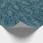 Schöne blaue Spitzen-Ornament, fröhlich Christmasa Geschenkpapier (Ecke)