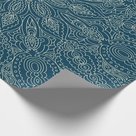 Schöne blaue Spitzen-Ornament, fröhlich Christmasa Geschenkpapier (Ecke)