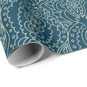 Schöne blaue Spitzen-Ornament, fröhlich Christmasa Geschenkpapier (Rolleneckpunkt)