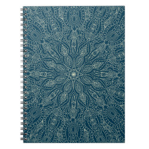 Schöne blaue Spitzen-Ornament, fröhlich Christmasa Notizblock