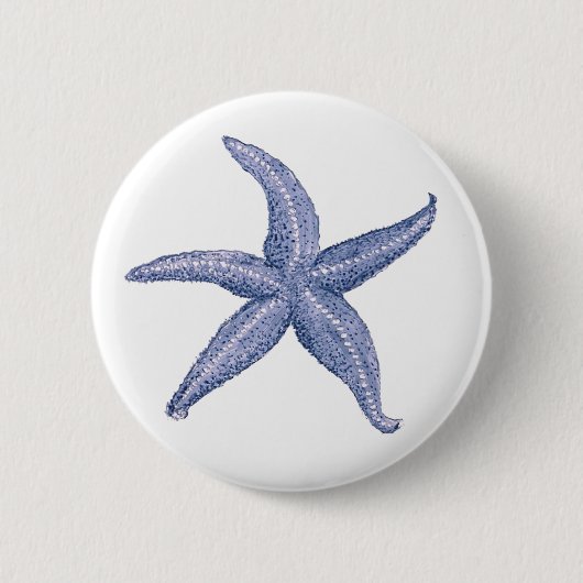 Schöne blaue Starfish Illustration Button (Vorderseite)