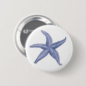 Schöne blaue Starfish Illustration Button (Vorne & Hinten)