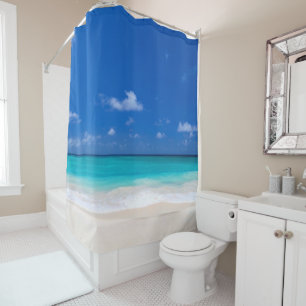 Schöne Blaue Strand Sand Meer Nautisch Duschvorhang