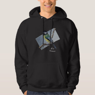 Schöne blaue Titmouse Original Art on Pastell  Hoodie