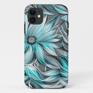 Schöne blaue Türkis-Blumenprint Case-Mate iPhone Hülle