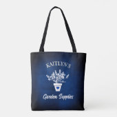 Schöne blaue und florale personalisierte Tasche (Rückseite)
