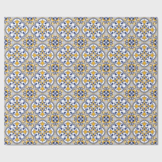 💙 💛 Schöne blaue und gelbe Azulejos 9, Geschenkpapier (Flach)