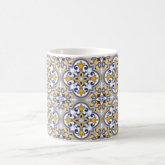 💙 💛 Schöne blaue und gelbe Azulejos 9 Kaffee  Kaffeetasse (Mittel)