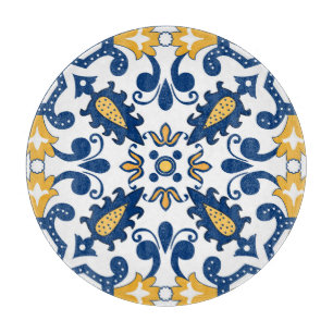 💙 💛 Schöne blaue und gelbe Azulejos,    Cut Schneidebrett