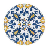 💙 💛 Schöne blaue und gelbe Azulejos, Cuttin Schneidebrett (Vorderseite)