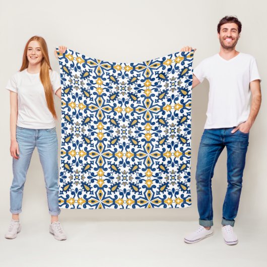 💙 💛 Schöne, blaue und gelbe Azulejos, Fleecedecke (Beispiel)