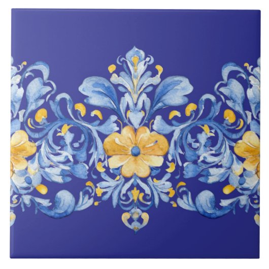 Schöne blaue und gelbe Azulejos  Fliese (Vorderseite)