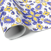 💙 💛 Schöne blaue und gelbe Azulejos Geschenkpapier (Rolleneckpunkt)