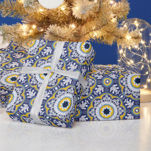 😍 Schöne blaue und gelbe Azulejos, Geschenkpapier