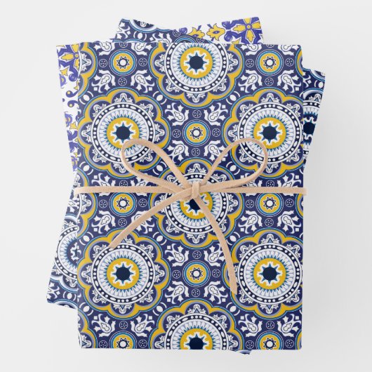 💗 Schöne blaue und gelbe Azulejos, Geschenkpapier Set (Beispiel)