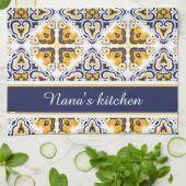 💛 💙 🤍 Schöne blaue und gelbe Azulejos Geschirrtuch (Gefaltet)