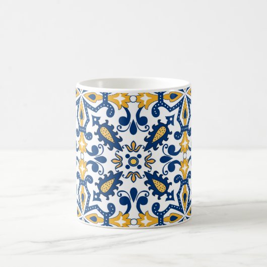 💙 💛 Schöne, blaue und gelbe Azulejos,   Kaffeetasse (Mittel)