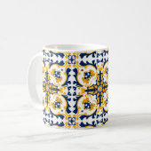 💙 💛 Schöne blaue und gelbe Azulejos Kaffeetasse (Vorderseite Links)