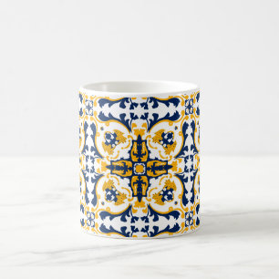 💙 💛 Schöne blaue und gelbe Azulejos Kaffeetasse