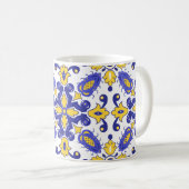 💙 💛 Schöne blaue und gelbe Azulejos Kaffeetasse (VorderseiteRechts)