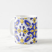 💙 💛 Schöne blaue und gelbe Azulejos Kaffeetasse (Vorderseite Links)