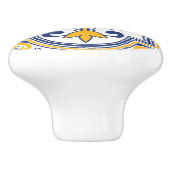 💙 💛 Schöne blaue und gelbe Azulejos Keramikknauf (Seitenansicht)