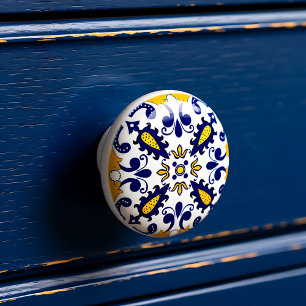 💙💛 Schöne blaue und gelbe Azulejos, Keramikknauf