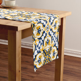 💙 💛 Schöne blaue und gelbe Azulejos Kurzer Tischläufer