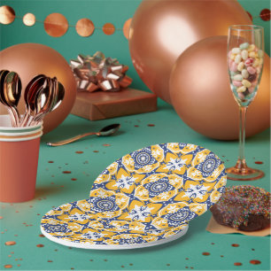 💛 💙 🤍 Schöne blaue und gelbe Azulejos Pappteller