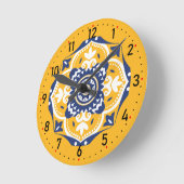 💛 💙 🤍 Schöne blaue und gelbe Azulejos Runde Wanduhr (Winkel)