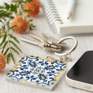 💙 💛 Schöne, blaue und gelbe Azulejos, Schlüsselanhänger