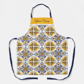💛 💙 🤍 Schöne blaue und gelbe Azulejos Schürze (Vorderseite)