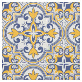 💙 💛 Schöne blaue und gelbe Azulejos  Stoff (Nahaufnahme)